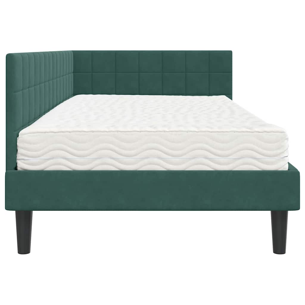Hoekbedframe met Matras met hoofdeinde 2 pcs Groen Fluweel is nu te koop bij PeponiXL, paradijselijk wonen!