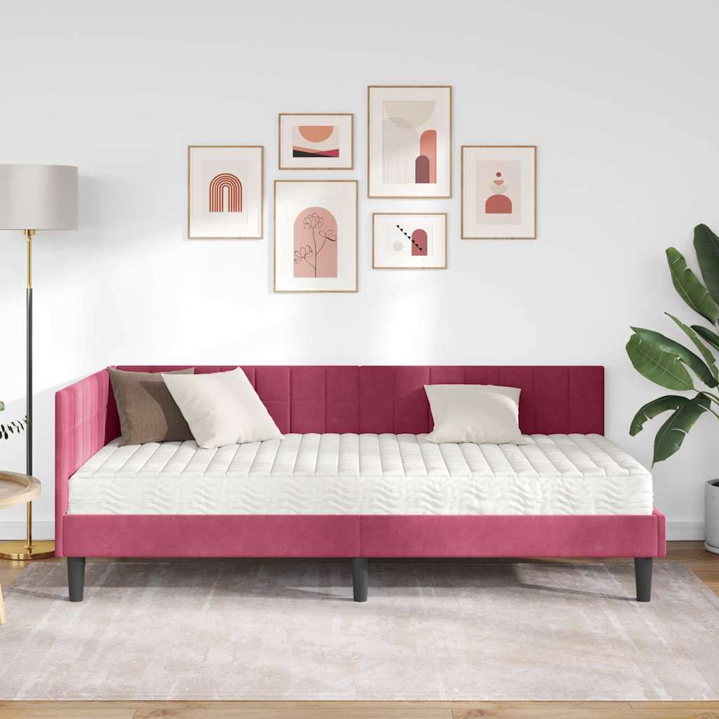 Hoekbedframe met Matras met hoofdeinde 2 pcs Groen Fluweel is nu te koop bij PeponiXL, paradijselijk wonen!