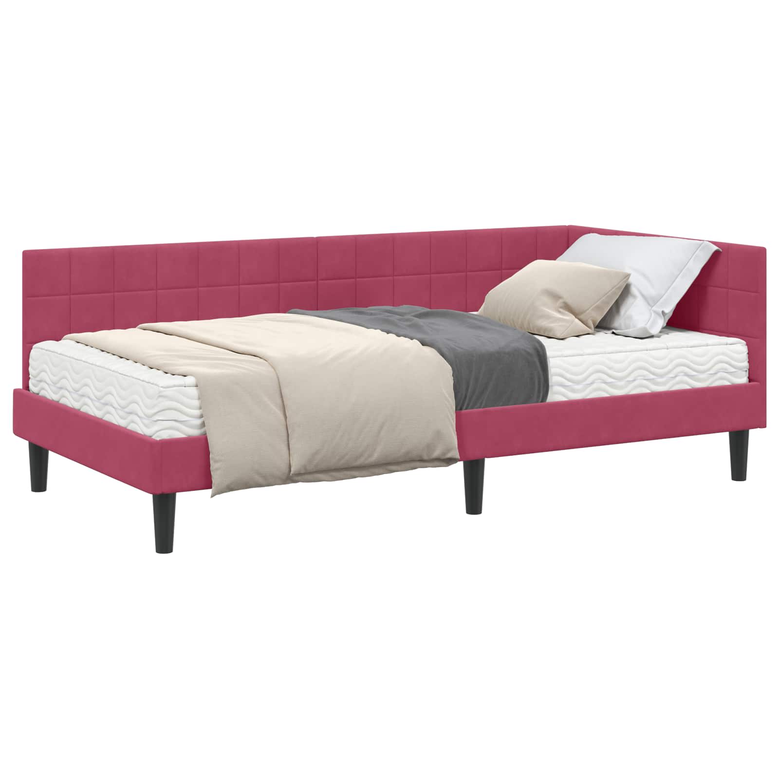 Hoekbedframe met Matras met hoofdeinde 2 pcs Groen Fluweel is nu te koop bij PeponiXL, paradijselijk wonen!