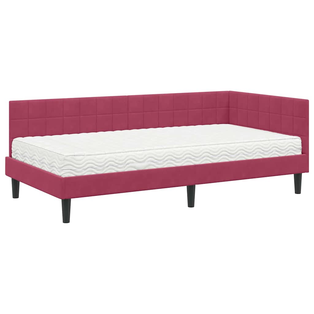 Hoekbedframe met Matras met hoofdeinde 2 pcs Groen Fluweel is nu te koop bij PeponiXL, paradijselijk wonen!