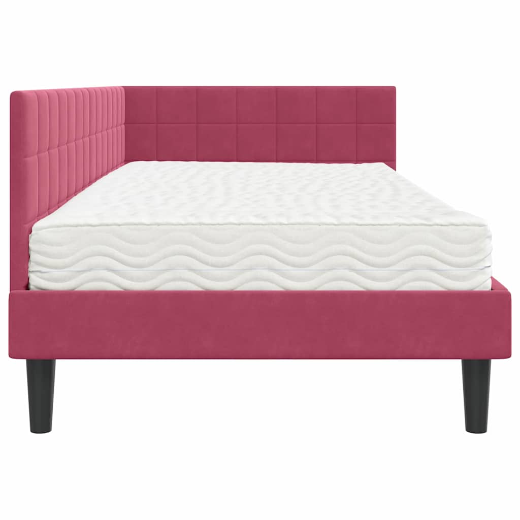 Hoekbedframe met Matras met hoofdeinde 2 pcs Groen Fluweel is nu te koop bij PeponiXL, paradijselijk wonen!
