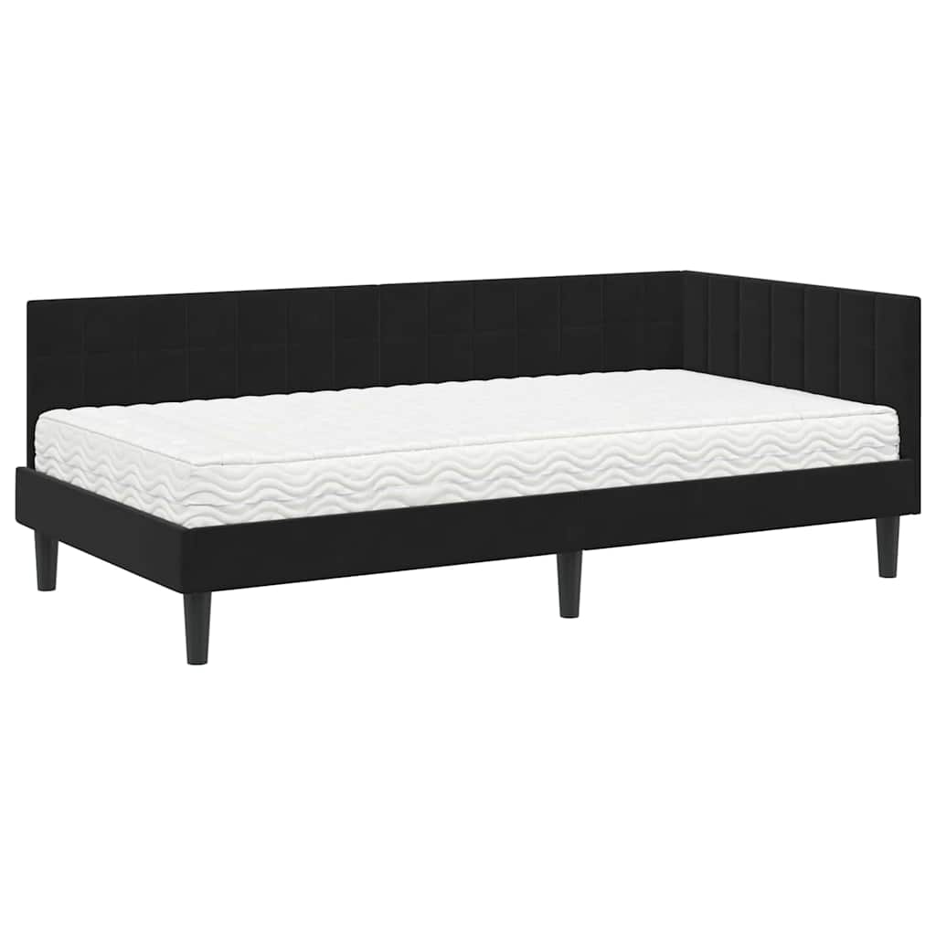 Hoekbedframe met Matras met hoofdeinde 2 pcs Zwart Fluweel is nu te koop bij PeponiXL, paradijselijk wonen!