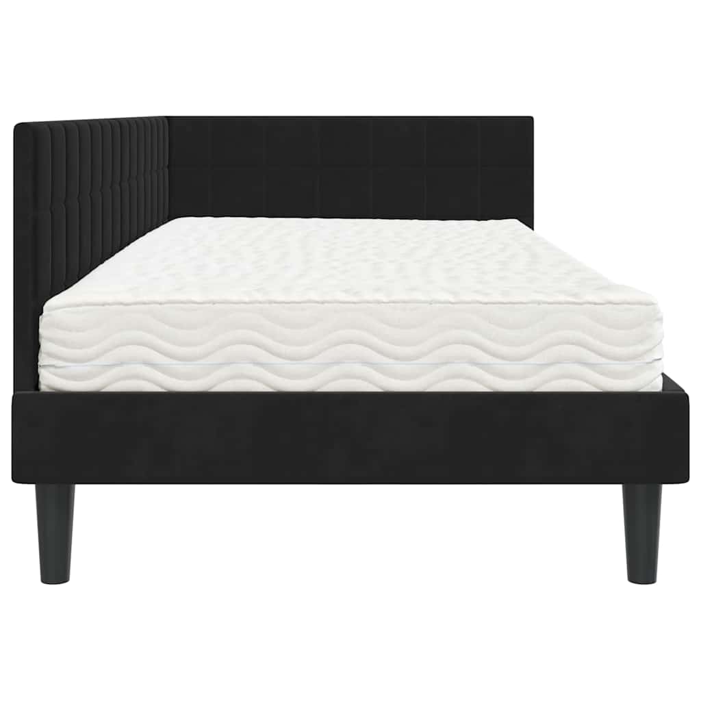 Hoekbedframe met Matras met hoofdeinde 2 pcs Zwart Fluweel is nu te koop bij PeponiXL, paradijselijk wonen!