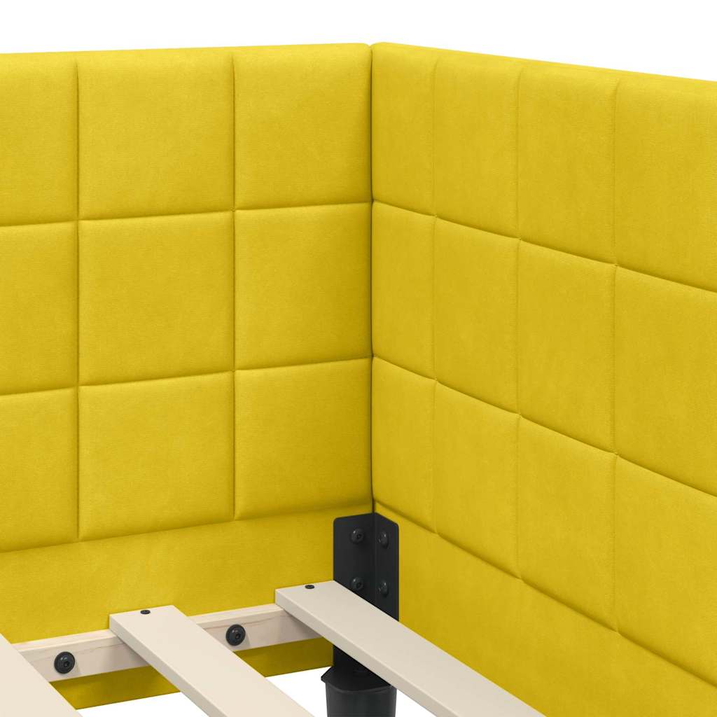 Hoekbedframe met Matras met hoofdeinde 2 pcs Geel Fluweel is nu te koop bij PeponiXL, paradijselijk wonen!