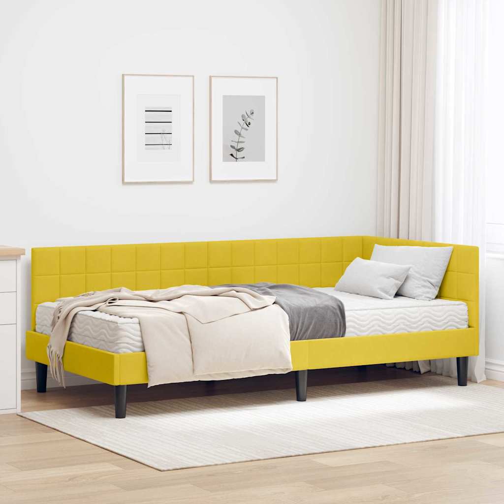 Hoekbedframe met Matras met hoofdeinde 2 pcs Geel Fluweel is nu te koop bij PeponiXL, paradijselijk wonen!