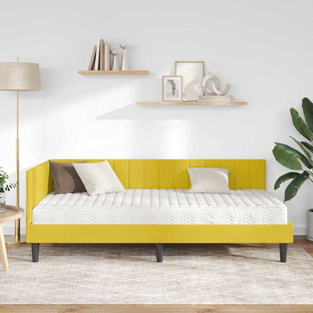 Hoekbedframe met Matras met hoofdeinde 2 pcs Geel Fluweel is nu te koop bij PeponiXL, paradijselijk wonen!