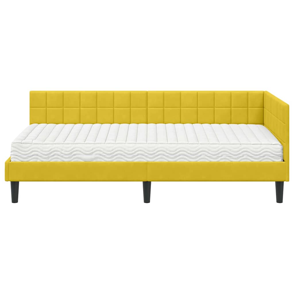 Hoekbedframe met Matras met hoofdeinde 2 pcs Geel Fluweel is nu te koop bij PeponiXL, paradijselijk wonen!