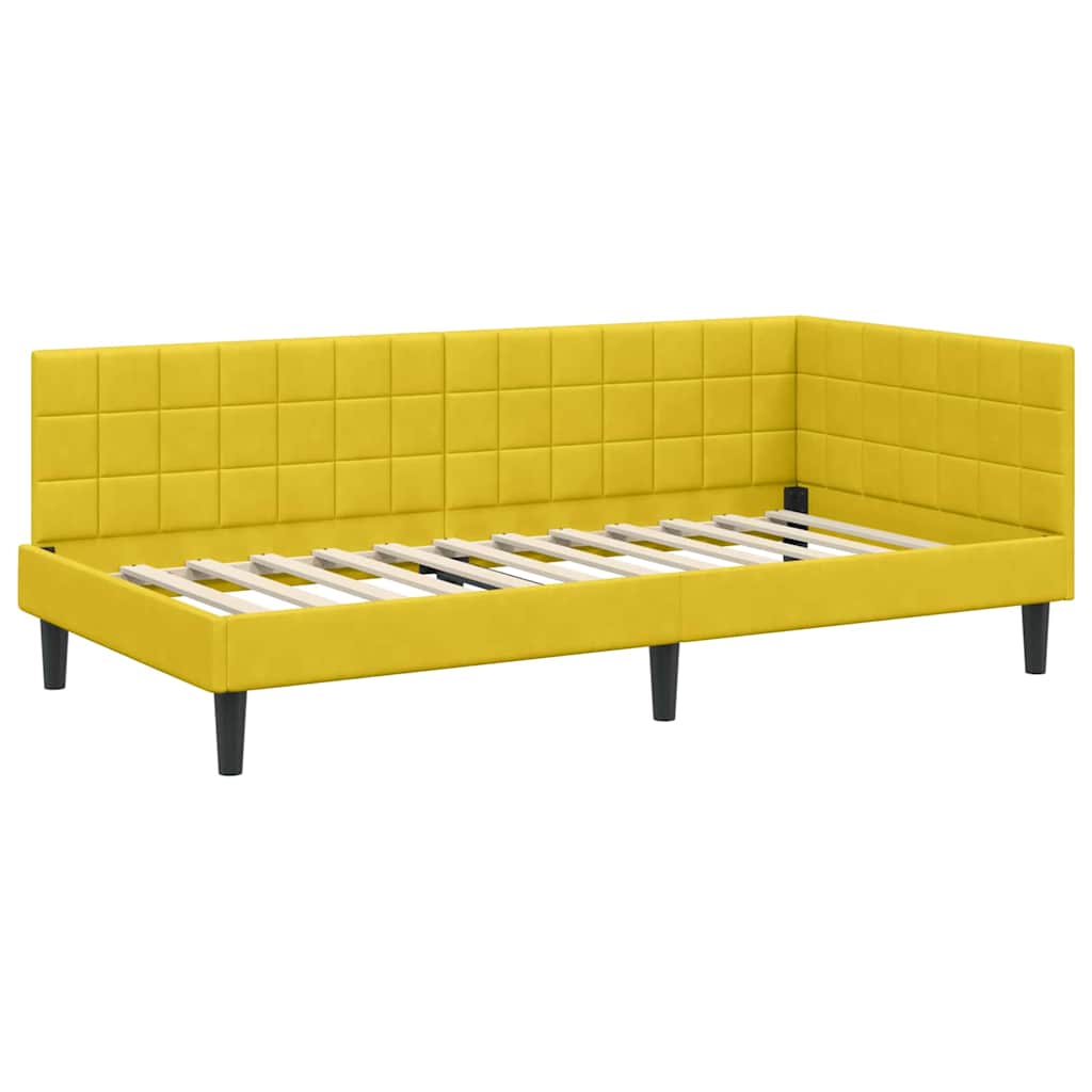 Hoekbedframe met Matras met hoofdeinde 2 pcs Geel Fluweel is nu te koop bij PeponiXL, paradijselijk wonen!