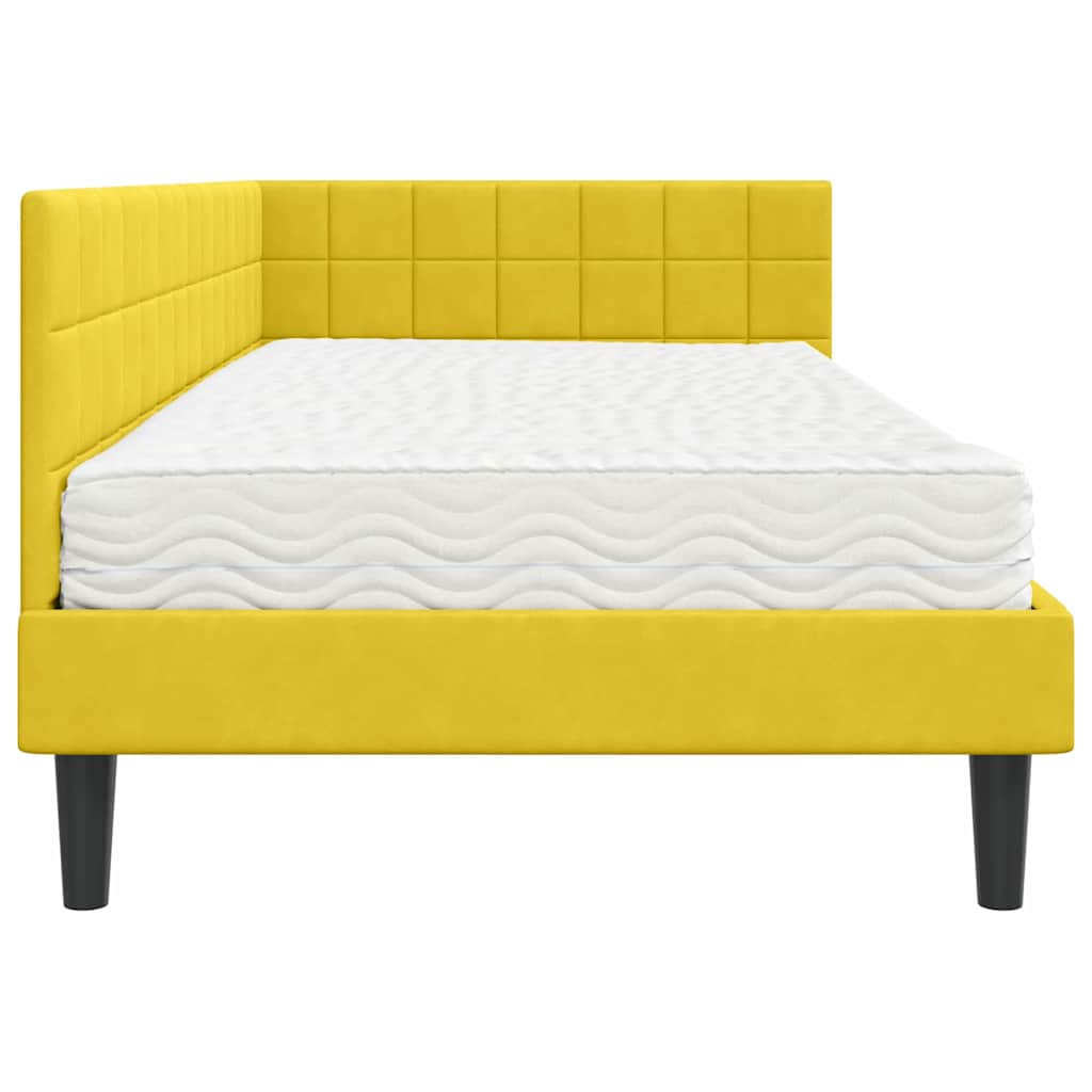 Hoekbedframe met Matras met hoofdeinde 2 pcs Geel Fluweel is nu te koop bij PeponiXL, paradijselijk wonen!