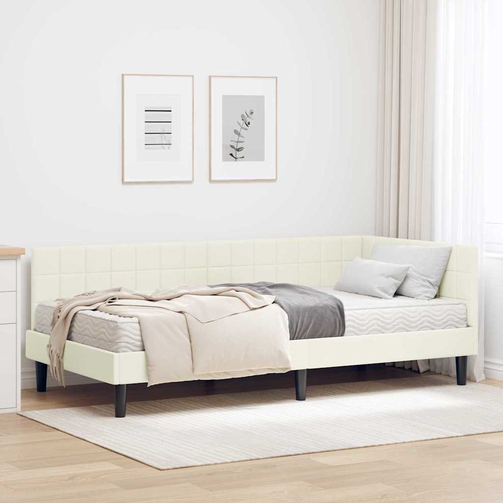 Hoekbedframe met Matras met hoofdeinde 2 pcs Crème Fluweel is nu te koop bij PeponiXL, paradijselijk wonen!