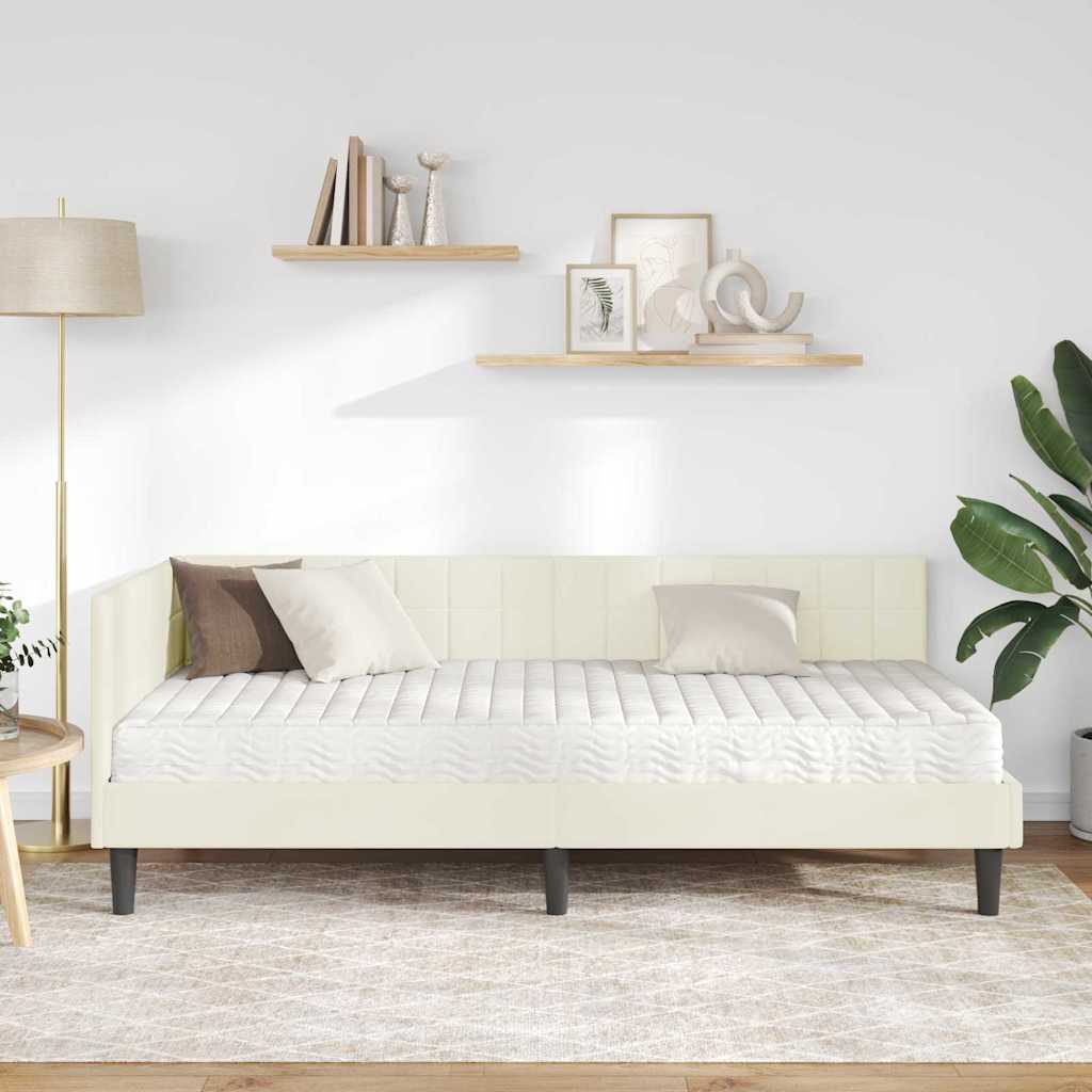 Hoekbedframe met Matras met hoofdeinde 2 pcs Crème Fluweel is nu te koop bij PeponiXL, paradijselijk wonen!