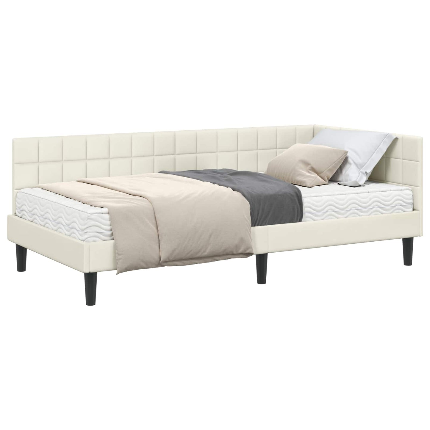 Hoekbedframe met Matras met hoofdeinde 2 pcs Crème Fluweel is nu te koop bij PeponiXL, paradijselijk wonen!