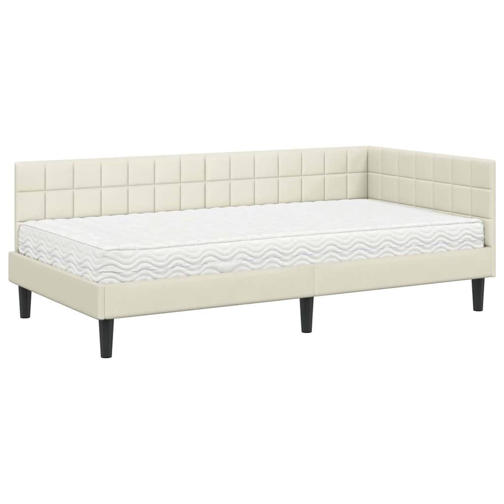 Hoekbedframe met Matras met hoofdeinde 2 pcs Crème Fluweel is nu te koop bij PeponiXL, paradijselijk wonen!
