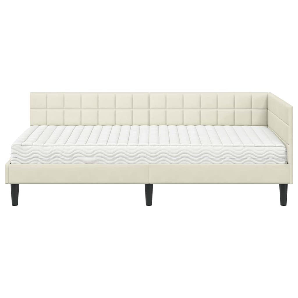Hoekbedframe met Matras met hoofdeinde 2 pcs Crème Fluweel is nu te koop bij PeponiXL, paradijselijk wonen!