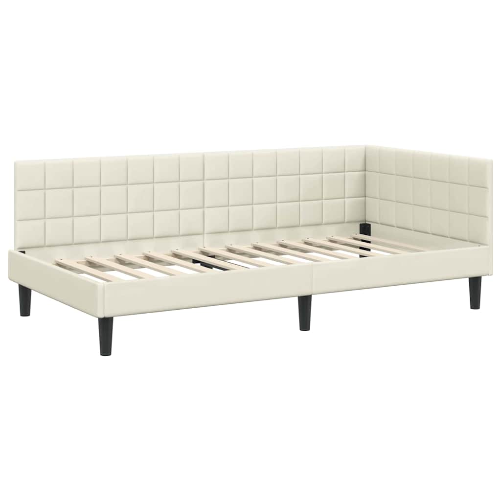 Hoekbedframe met Matras met hoofdeinde 2 pcs Crème Fluweel is nu te koop bij PeponiXL, paradijselijk wonen!