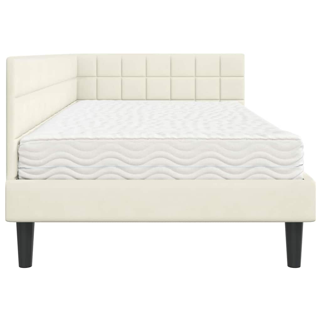 Hoekbedframe met Matras met hoofdeinde 2 pcs Crème Fluweel is nu te koop bij PeponiXL, paradijselijk wonen!