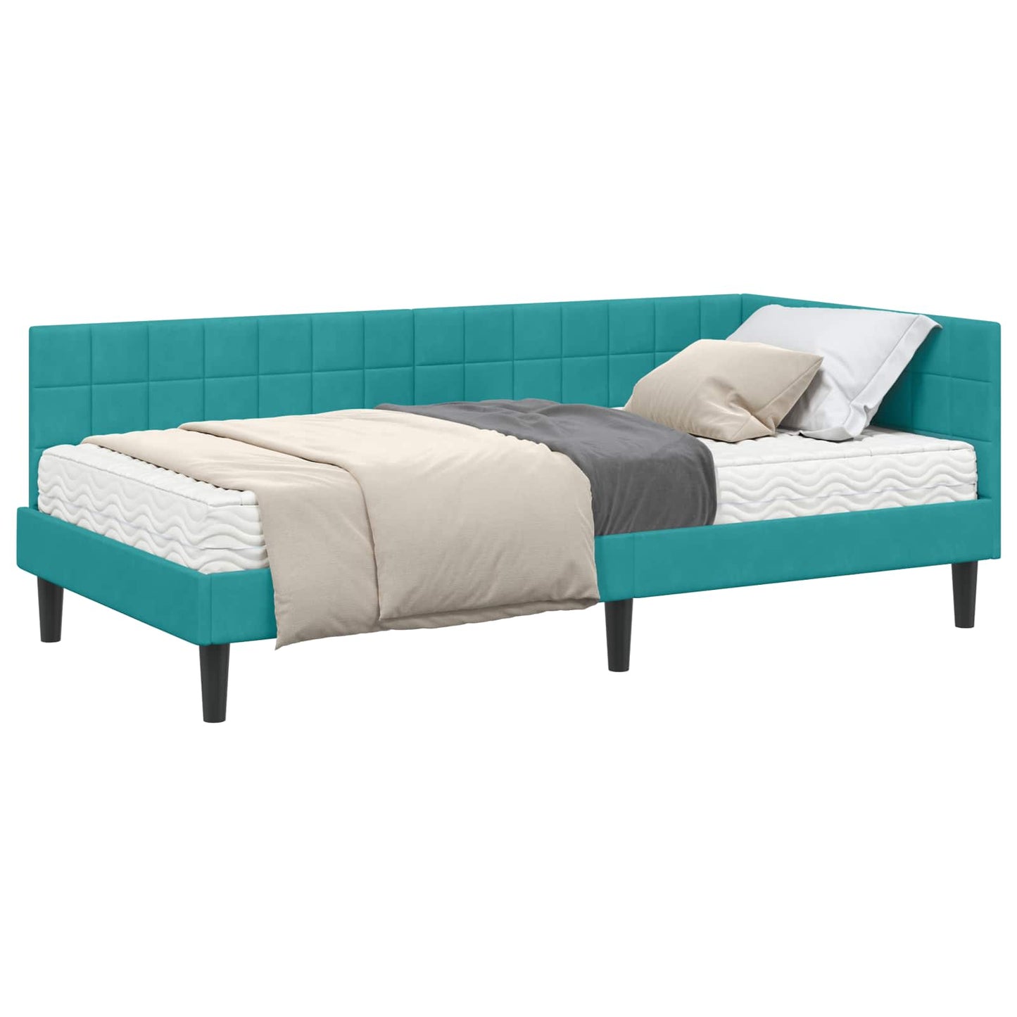 Hoekbedframe met Matras met hoofdeinde 2 pcs Turquoise Fluweel is nu te koop bij PeponiXL, paradijselijk wonen!