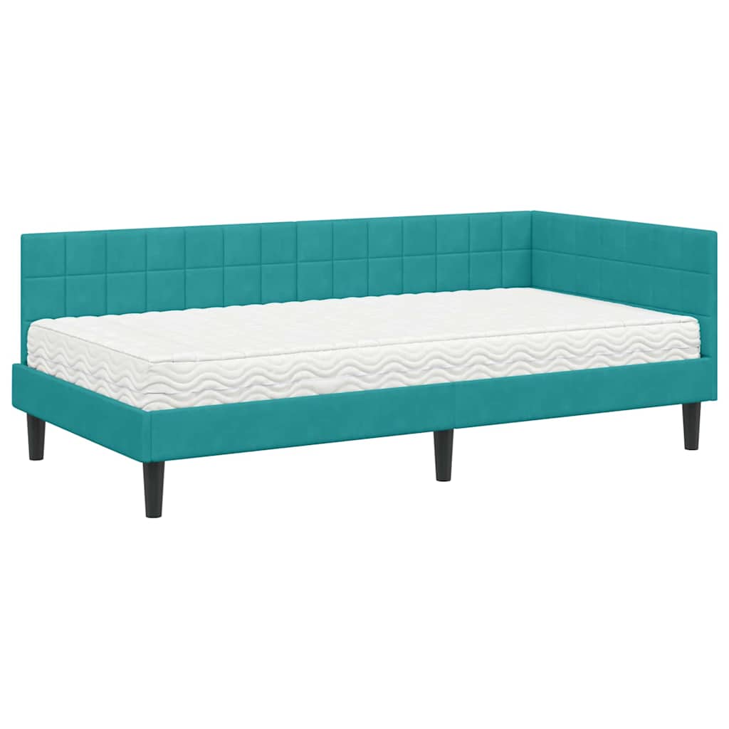 Hoekbedframe met Matras met hoofdeinde 2 pcs Turquoise Fluweel is nu te koop bij PeponiXL, paradijselijk wonen!