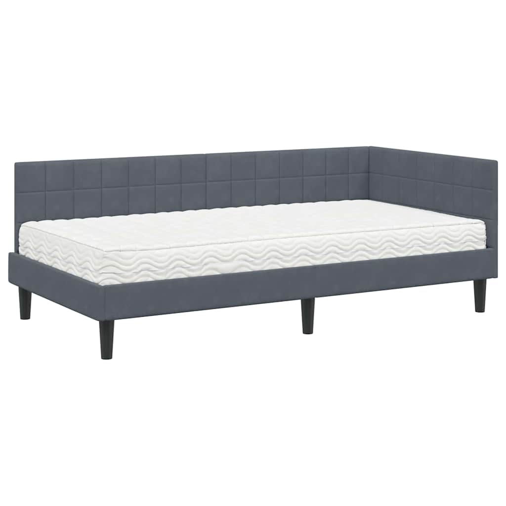 Hoekbedframe met Matras met hoofdeinde 2 pcs Grijs Fluweel is nu te koop bij PeponiXL, paradijselijk wonen!