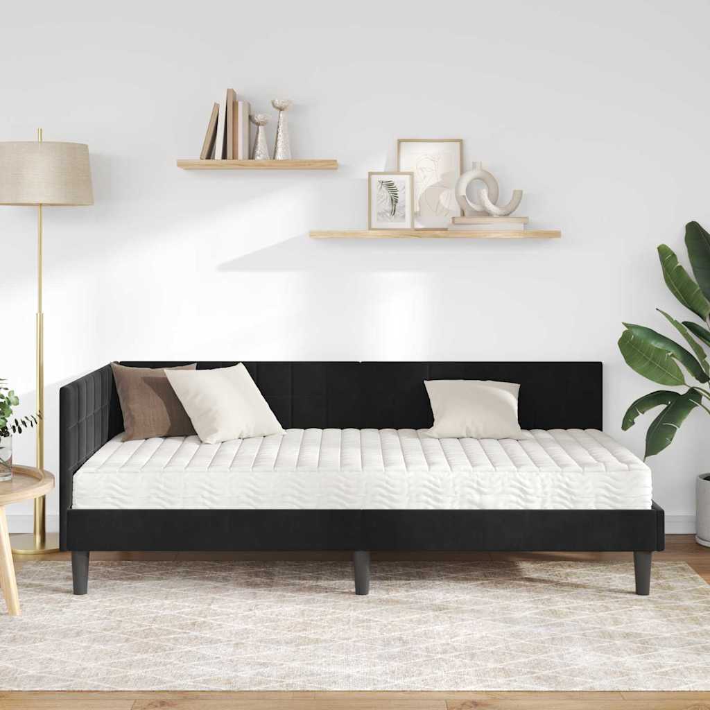Hoekbedframe met Matras met hoofdeinde 2 pcs Zwart Fluweel is nu te koop bij PeponiXL, paradijselijk wonen!