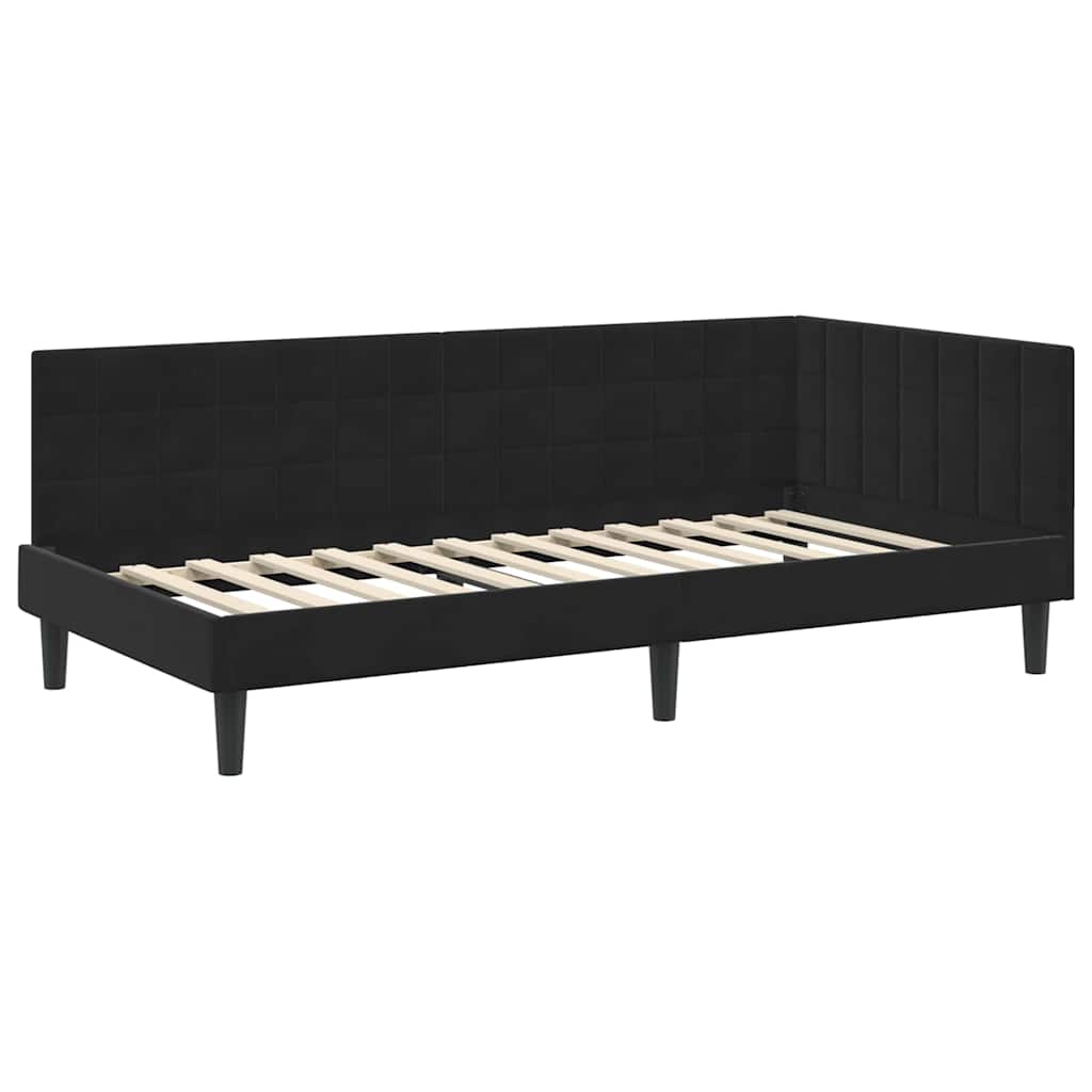 Hoekbedframe met Matras met hoofdeinde 2 pcs Zwart Fluweel is nu te koop bij PeponiXL, paradijselijk wonen!
