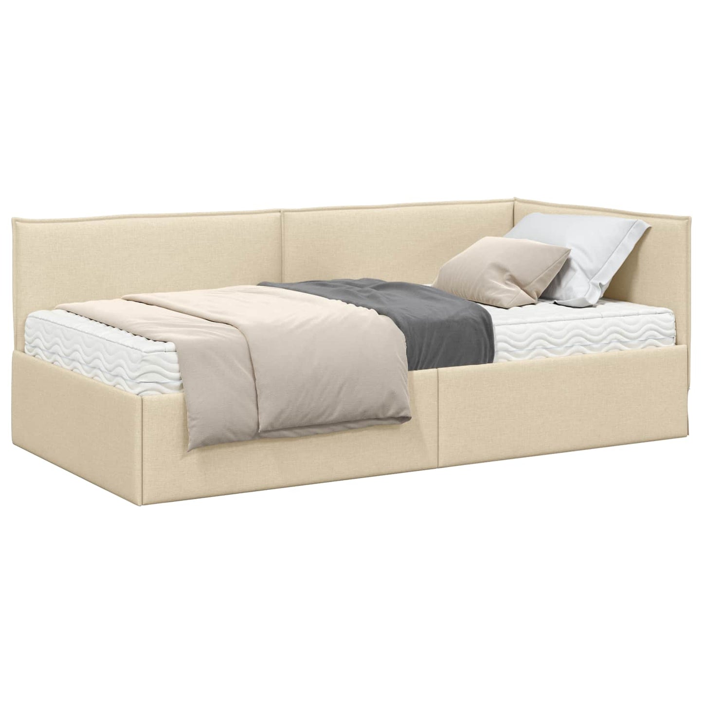 Hoekbedframe met Matras met hoofdeinde 2 st Crème Fluweel