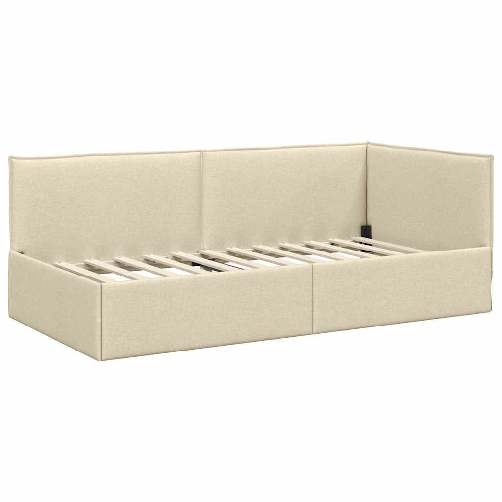 Hoekbedframe met Matras met hoofdeinde 2 st Crème Fluweel