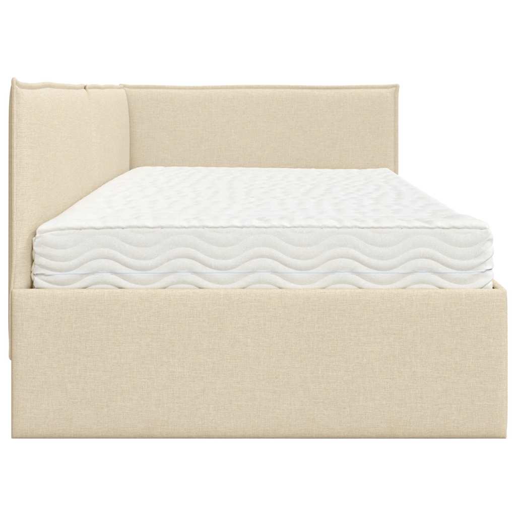 Hoekbedframe met Matras met hoofdeinde 2 st Crème Fluweel