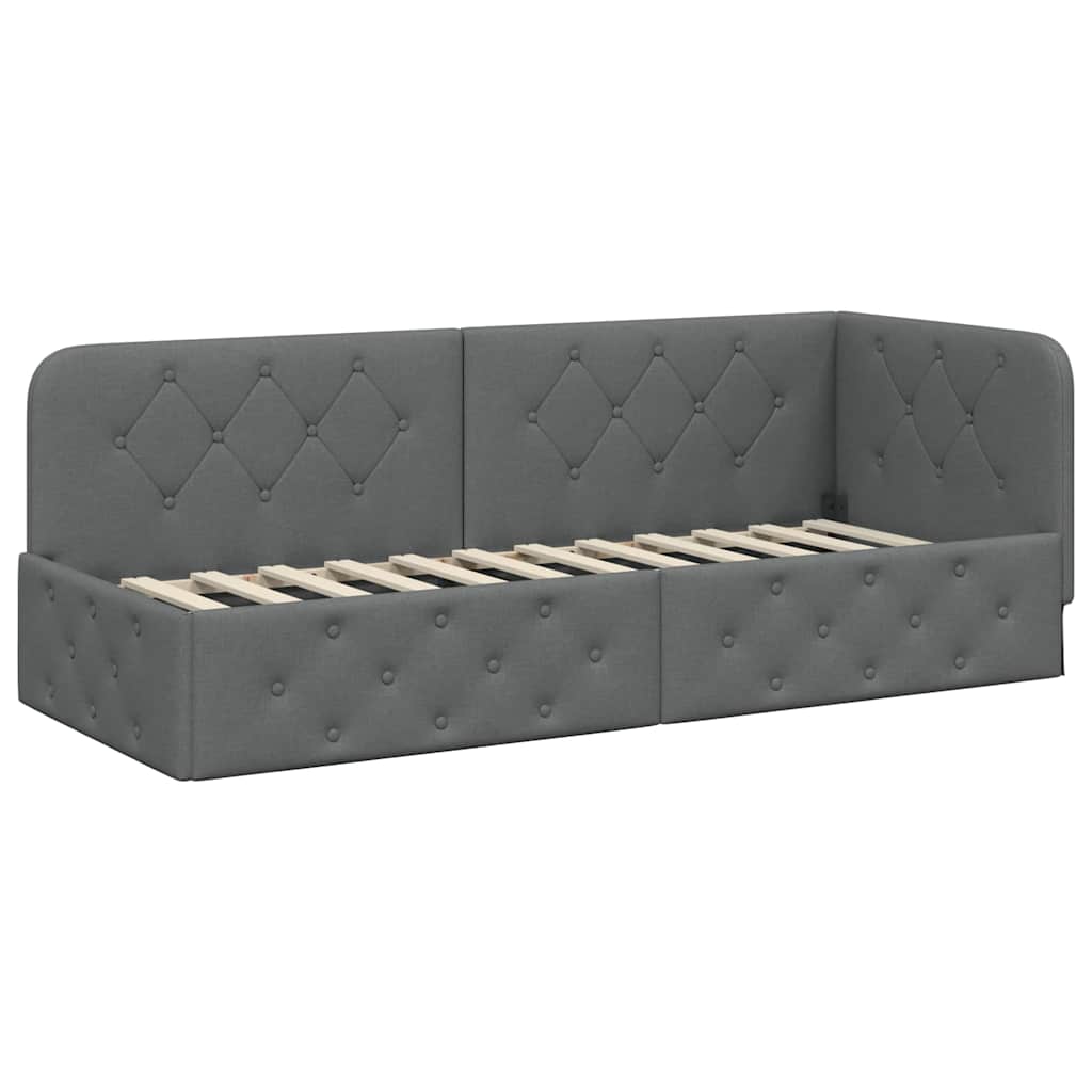 Hoekbedframe Donkergrijs 80 x 200 cm Stof is nu te koop bij PeponiXL, paradijselijk wonen!