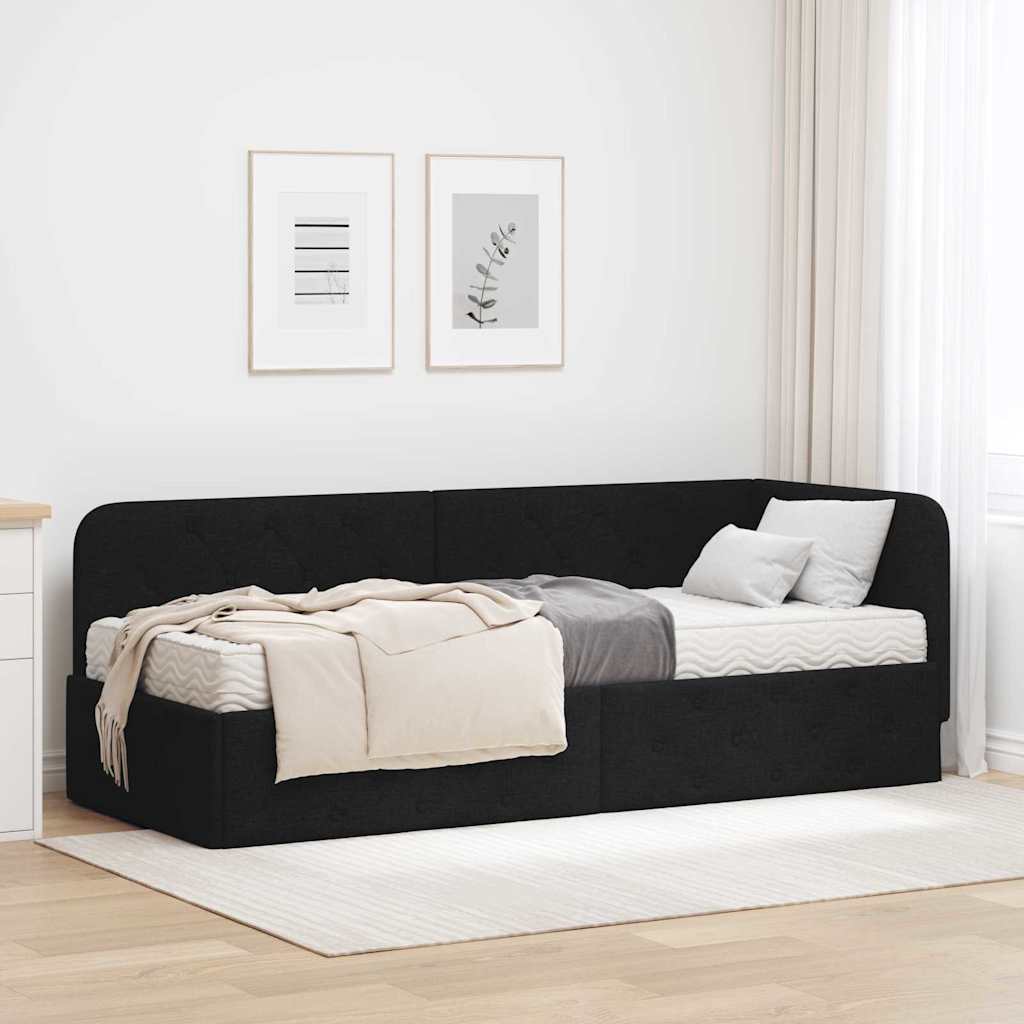 Hoekbedframe Zwart 80 x 200 cm Stof is nu te koop bij PeponiXL, paradijselijk wonen!