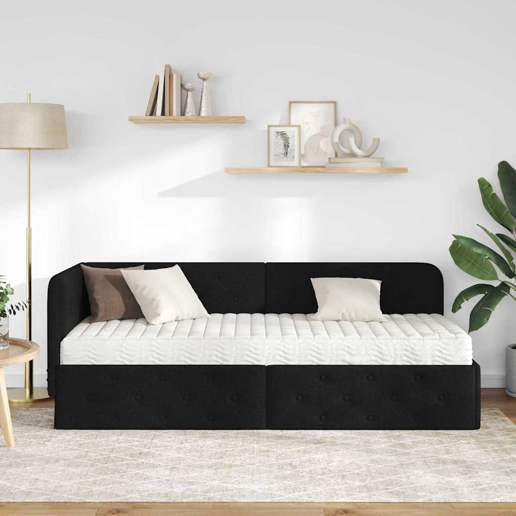 Hoekbedframe Zwart 80 x 200 cm Stof is nu te koop bij PeponiXL, paradijselijk wonen!