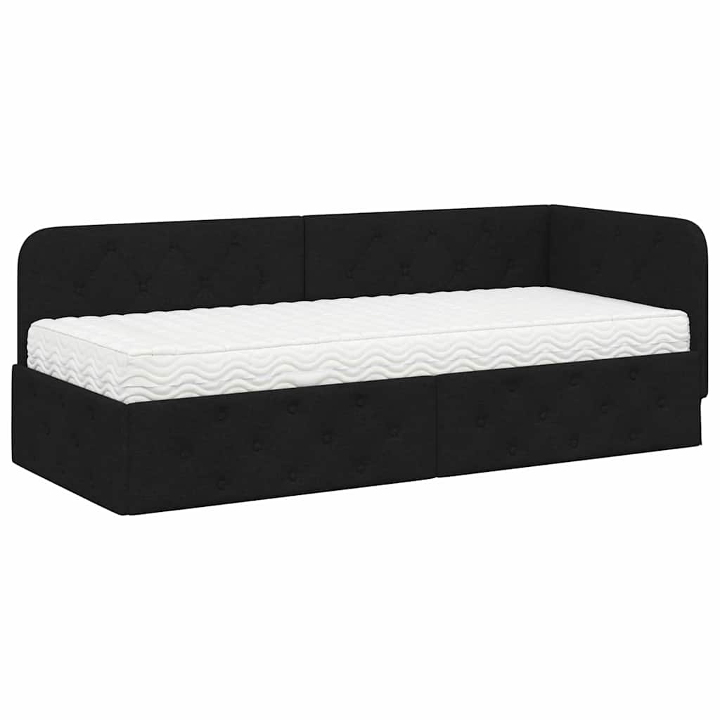 Hoekbedframe Zwart 80 x 200 cm Stof is nu te koop bij PeponiXL, paradijselijk wonen!