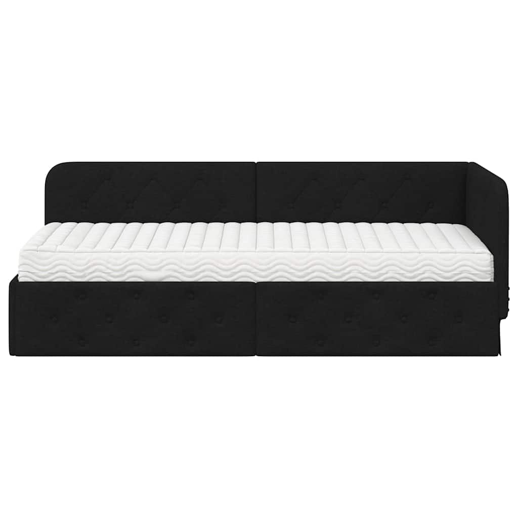 Hoekbedframe Zwart 80 x 200 cm Stof is nu te koop bij PeponiXL, paradijselijk wonen!