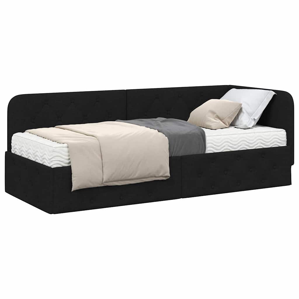 Hoekbedframe Zwart 80 x 200 cm Stof is nu te koop bij PeponiXL, paradijselijk wonen!