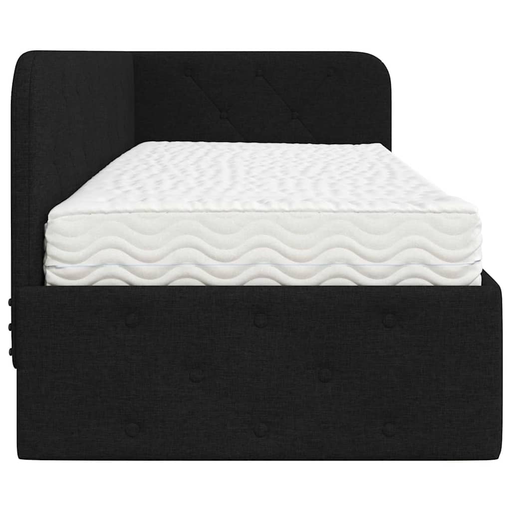 Hoekbedframe Zwart 80 x 200 cm Stof is nu te koop bij PeponiXL, paradijselijk wonen!