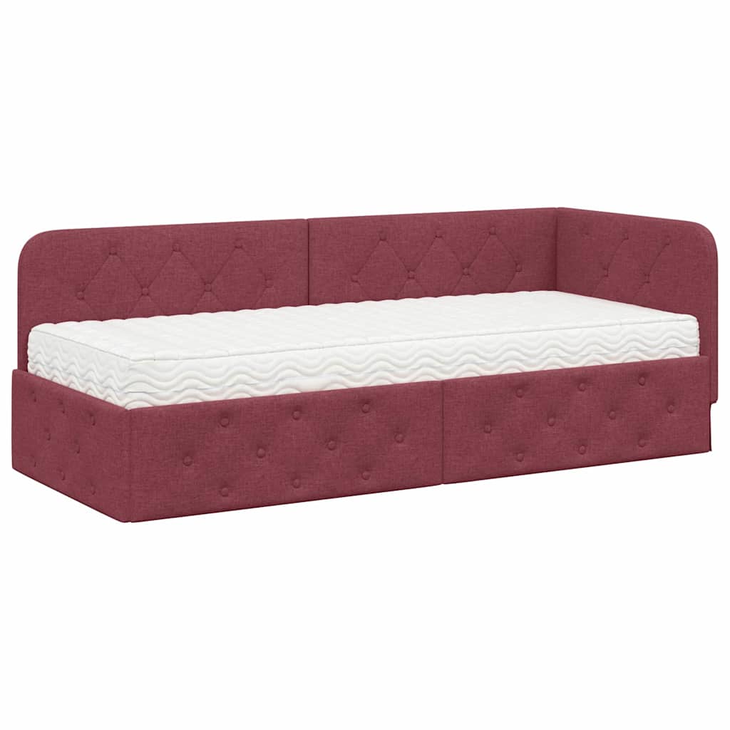 Hoekbedframe Wijnrood 80 x 200 cm Stof is nu te koop bij PeponiXL, paradijselijk wonen!