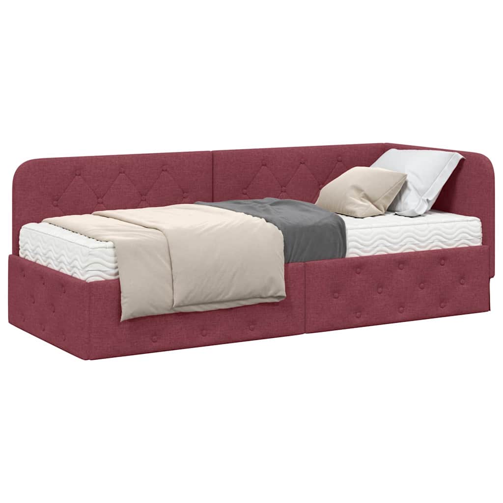 Hoekbedframe Wijnrood 80 x 200 cm Stof is nu te koop bij PeponiXL, paradijselijk wonen!