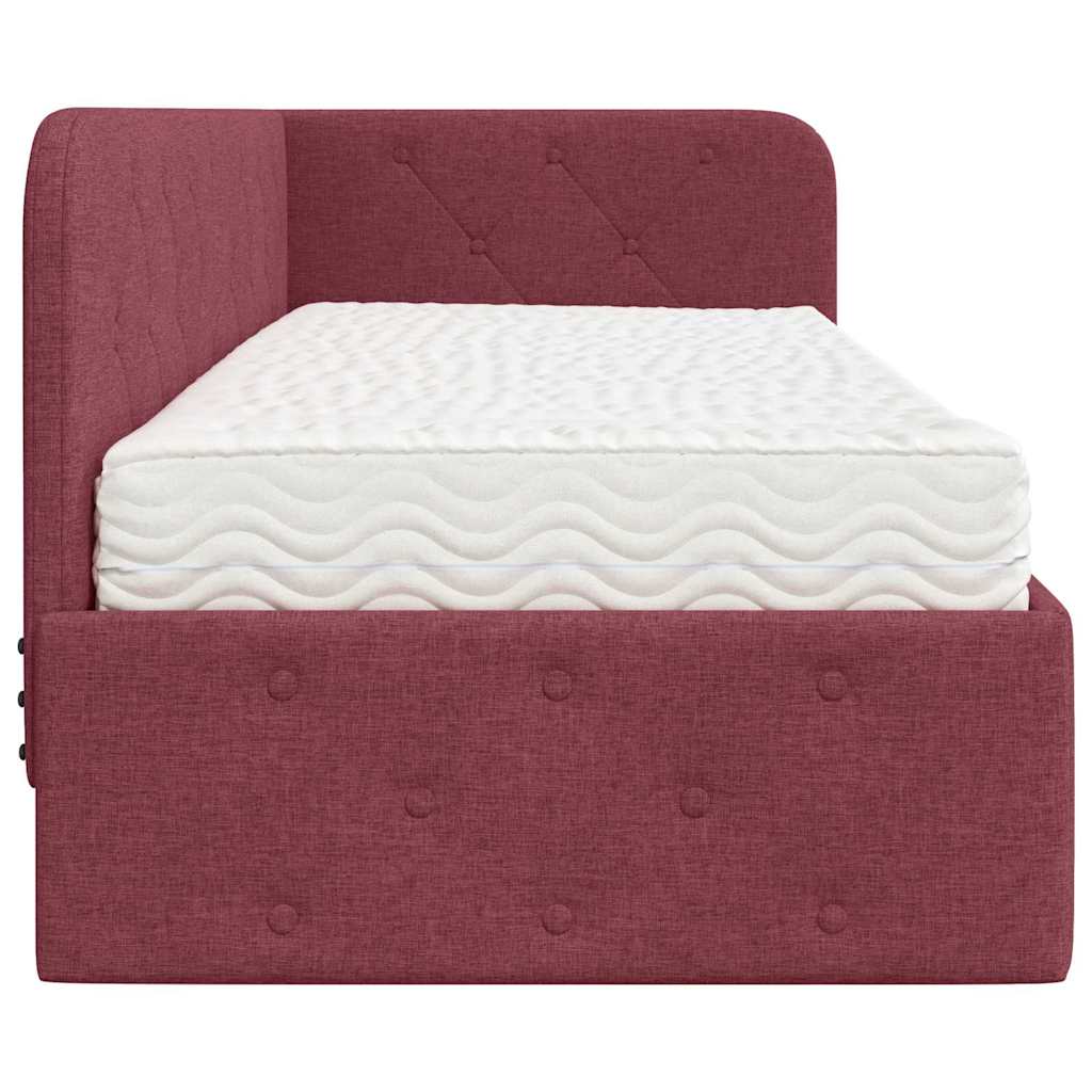 Hoekbedframe Wijnrood 80 x 200 cm Stof is nu te koop bij PeponiXL, paradijselijk wonen!