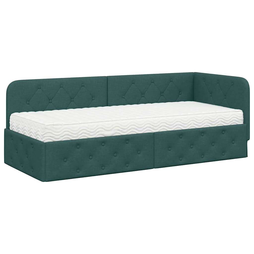 Hoekbedframe Donkergroen 80 x 200 cm Stof is nu te koop bij PeponiXL, paradijselijk wonen!