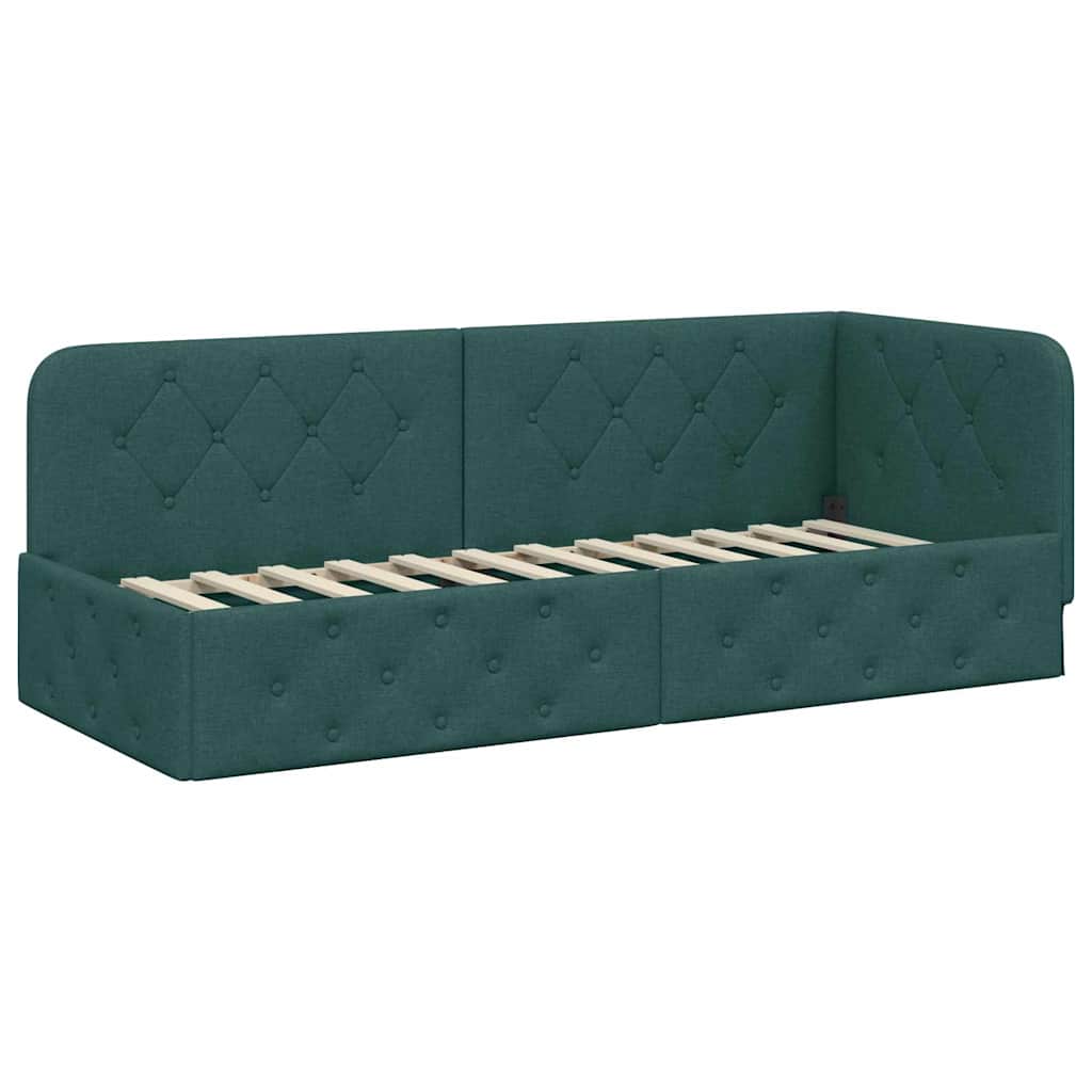 Hoekbedframe Donkergroen 80 x 200 cm Stof is nu te koop bij PeponiXL, paradijselijk wonen!