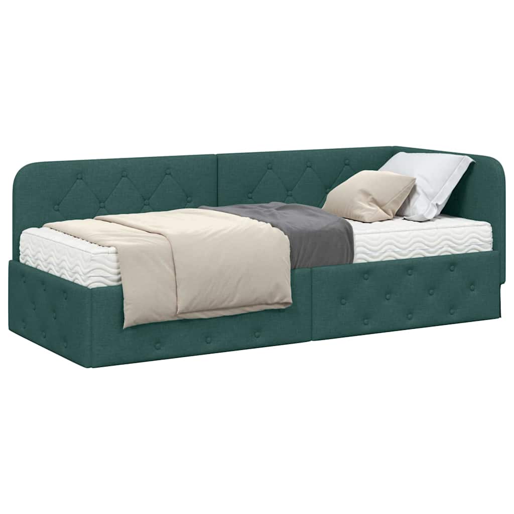 Hoekbedframe Donkergroen 80 x 200 cm Stof is nu te koop bij PeponiXL, paradijselijk wonen!