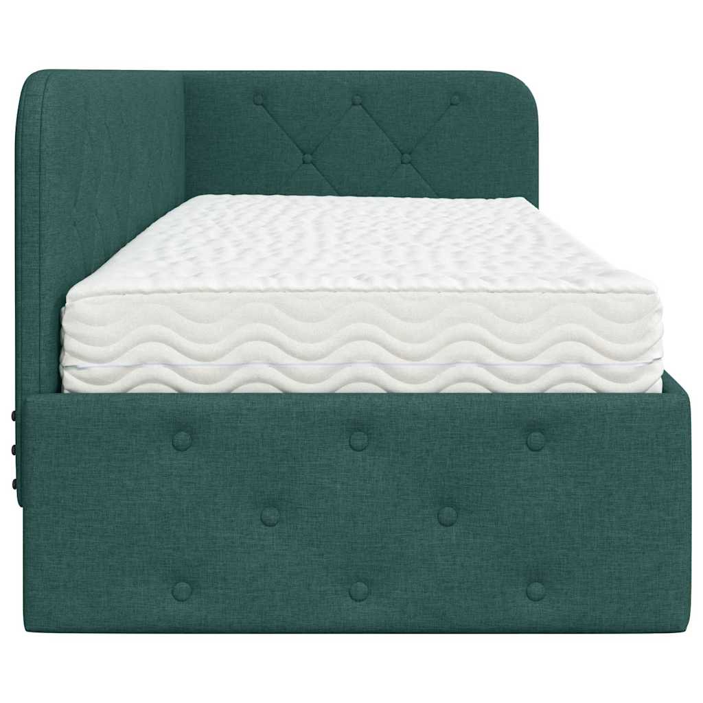 Hoekbedframe Donkergroen 80 x 200 cm Stof is nu te koop bij PeponiXL, paradijselijk wonen!