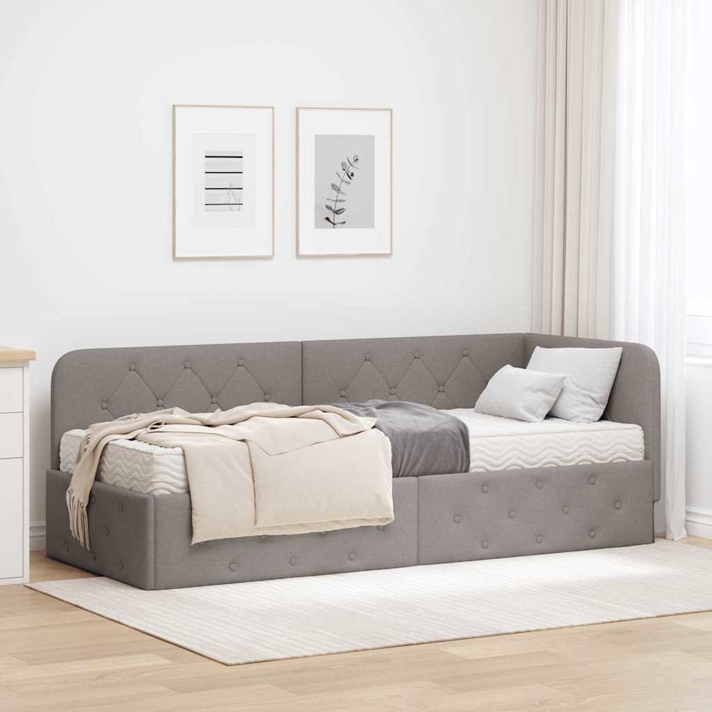 Hoekbedframe Taupe 80 x 200 cm Stof is nu te koop bij PeponiXL, paradijselijk wonen!