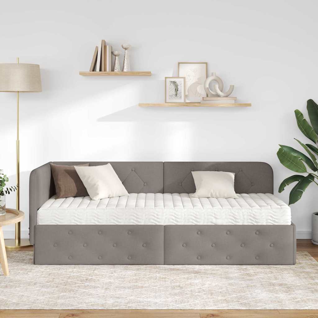Hoekbedframe Taupe 80 x 200 cm Stof is nu te koop bij PeponiXL, paradijselijk wonen!