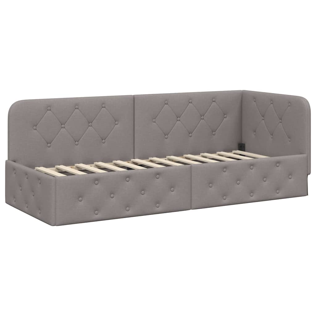 Hoekbedframe Taupe 80 x 200 cm Stof is nu te koop bij PeponiXL, paradijselijk wonen!