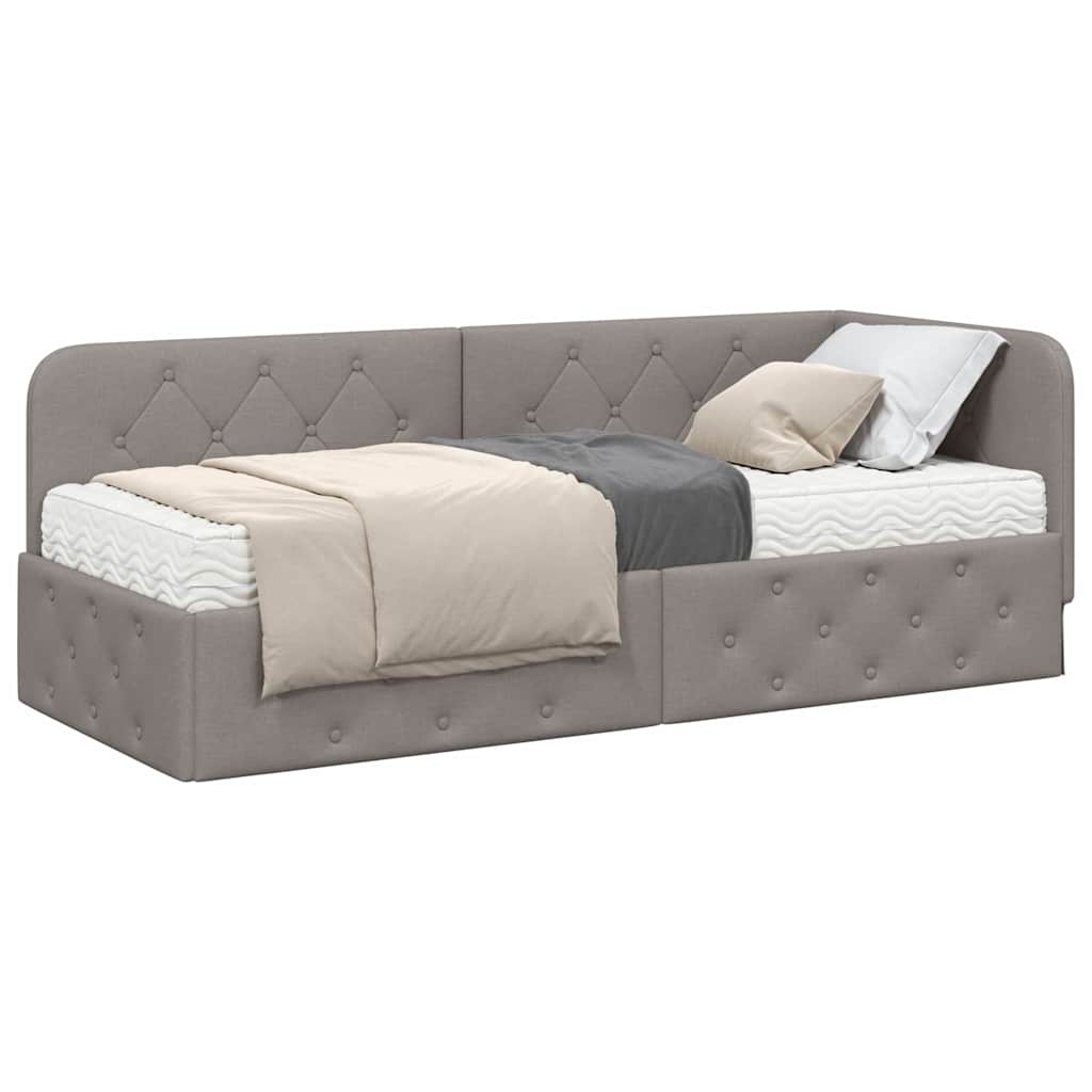 Hoekbedframe Taupe 80 x 200 cm Stof is nu te koop bij PeponiXL, paradijselijk wonen!