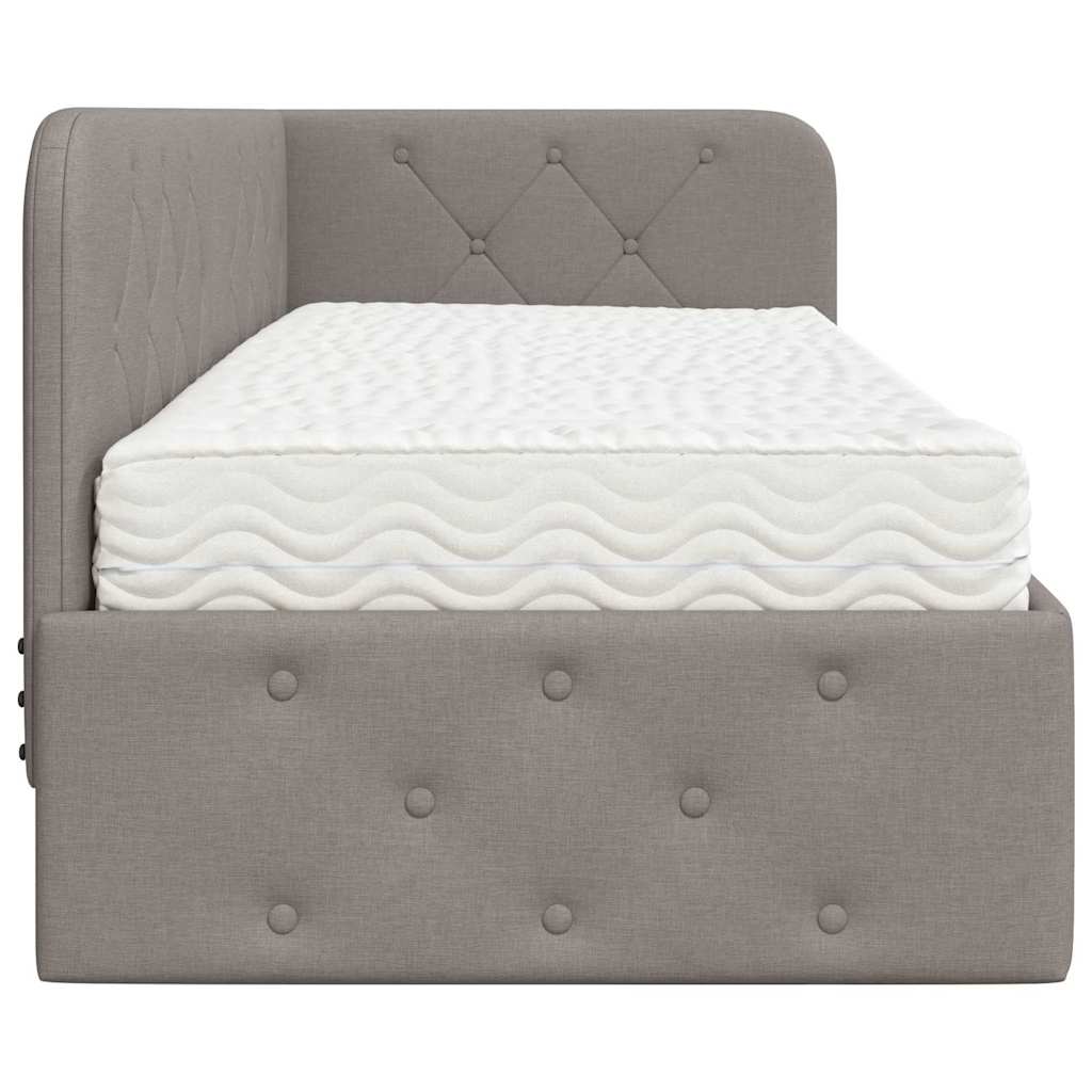 Hoekbedframe Taupe 80 x 200 cm Stof is nu te koop bij PeponiXL, paradijselijk wonen!