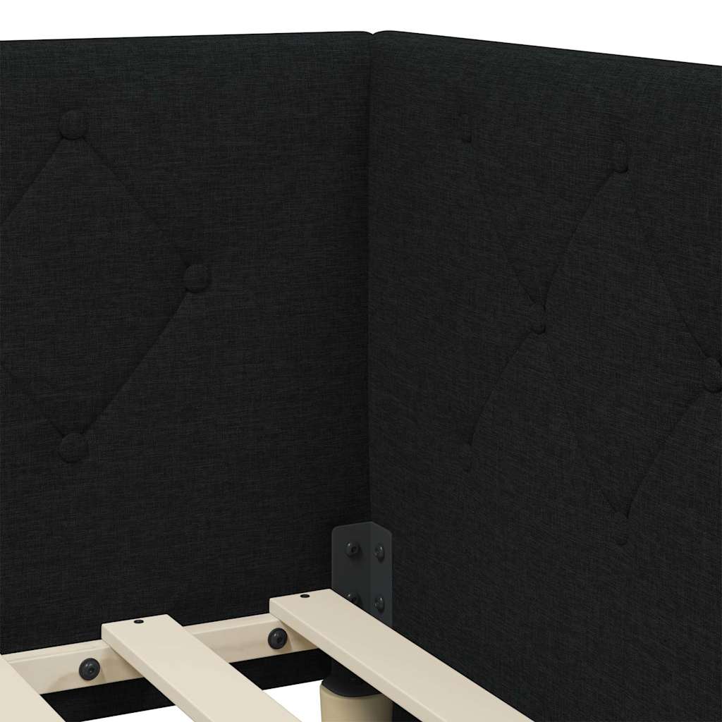 Hoekbedframe met matras met hoofdeinde Zwart 90 x 200 cm Stof is nu te koop bij PeponiXL, paradijselijk wonen!
