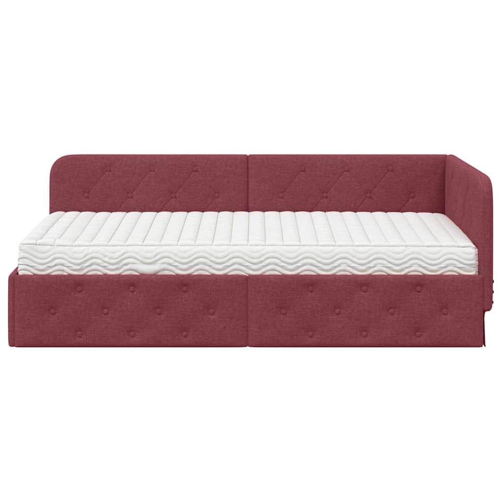Hoekbedframe Wijnrood 90 x 200 cm Stof is nu te koop bij PeponiXL, paradijselijk wonen!