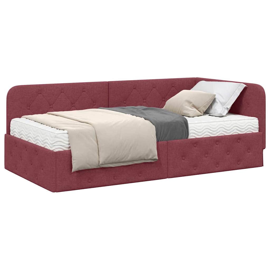 Hoekbedframe Wijnrood 90 x 200 cm Stof is nu te koop bij PeponiXL, paradijselijk wonen!